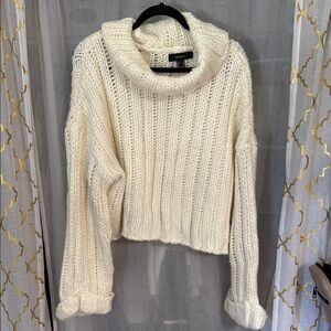 Cozy White Crop Knit Sweater